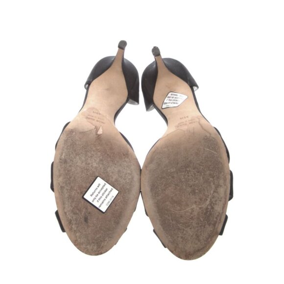 Giuseppe Zanotti 9 Satin CRYSTAL BEADED D'Orsay Sandals LOW Heel Prom Black 39.5 - Picture 5 of 5